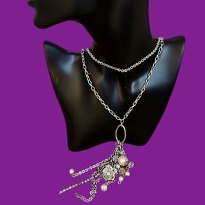 3/$20 Romantic Double Chain Charm Tassel Pendant Necklace